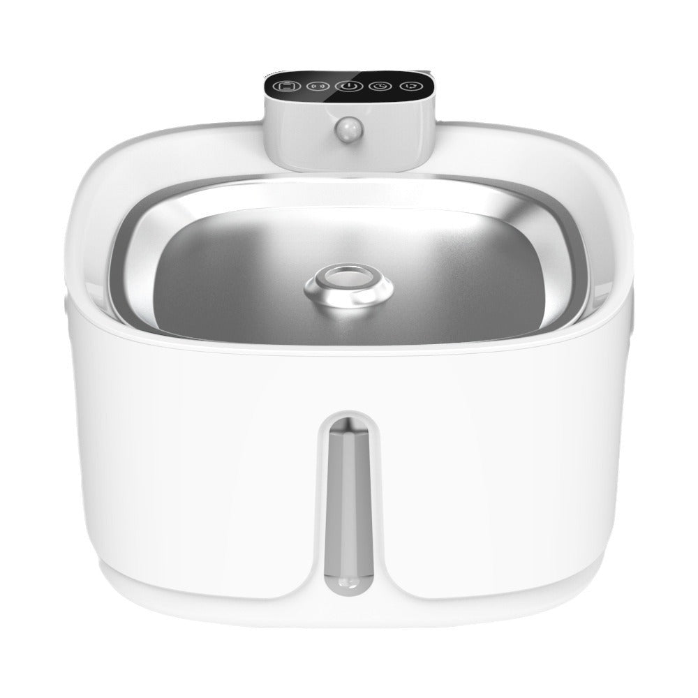 brook fountain, stainless + matte shell finish — front view, white background